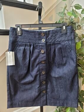 Pilcro & The Letterpress No 08 Mini Skirt Women's Size 8 Blue Denim Pleated